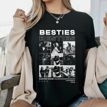 Custom Besties Picture T-Shirt, Personalized Photo Collage Tee,Matching BFF Gift, Best Friend Birthday Shirt