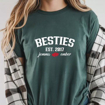 Personalized Besties T Shirt, Custom Friendship Shirt with Names, Best Friend Matching Tee,Est Year Gift,BFF Birthday Shirt