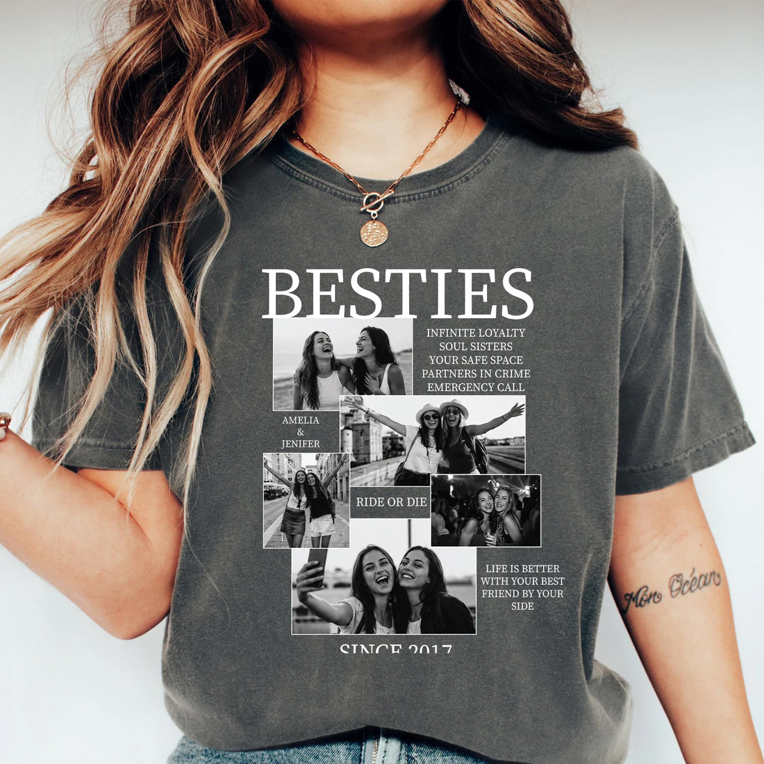 Custom Bestie Photo Collage Shirt | Personalized Friendship Tee