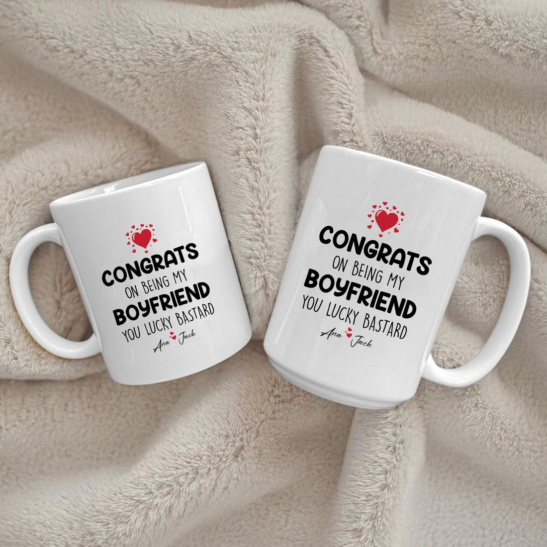 Personalised Congratulations On Being My Boyfriend Mug Printed on Both Sides