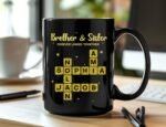 Personalized Brother and Sister Name Mug Scrabble Crossword Gift