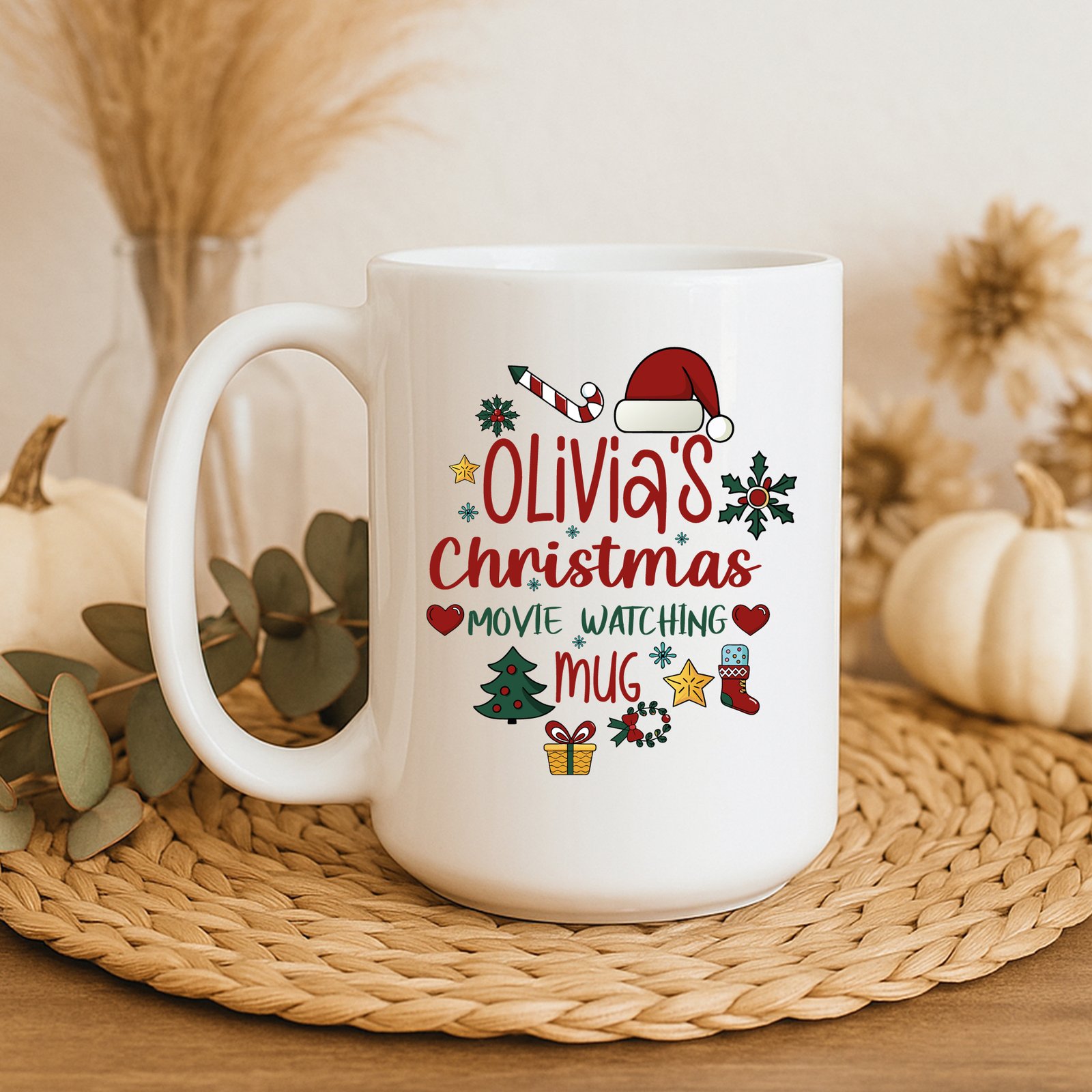 olivias christmas movie watching Personalised Christmas Movie Watching Mug - Image 1